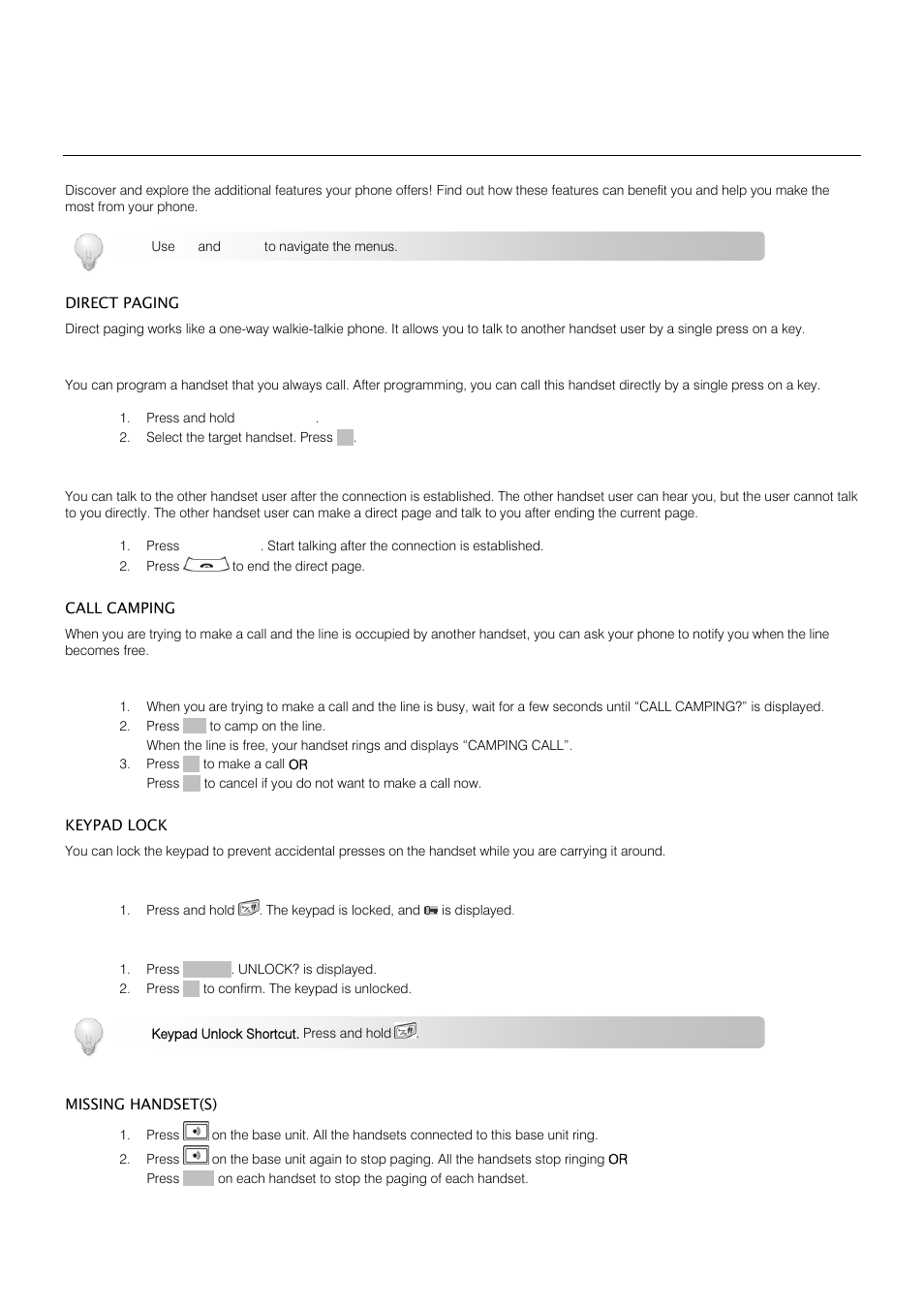 Extra features | Oricom S209 User Manual | Page 46 / 54