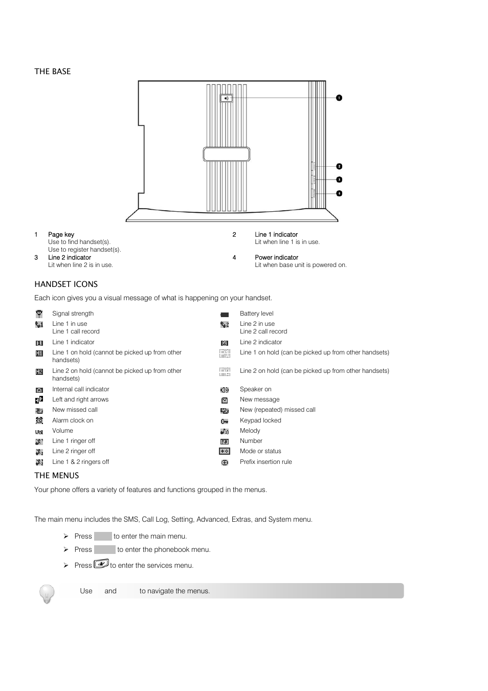 About your phone, Browsing the menus | Oricom S209 User Manual | Page 9 / 54