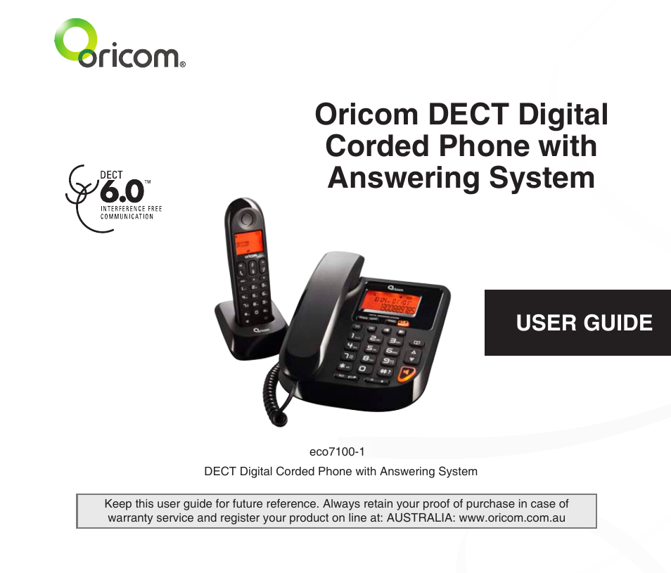 Oricom DECT ECO7100-1 User Manual | 44 pages