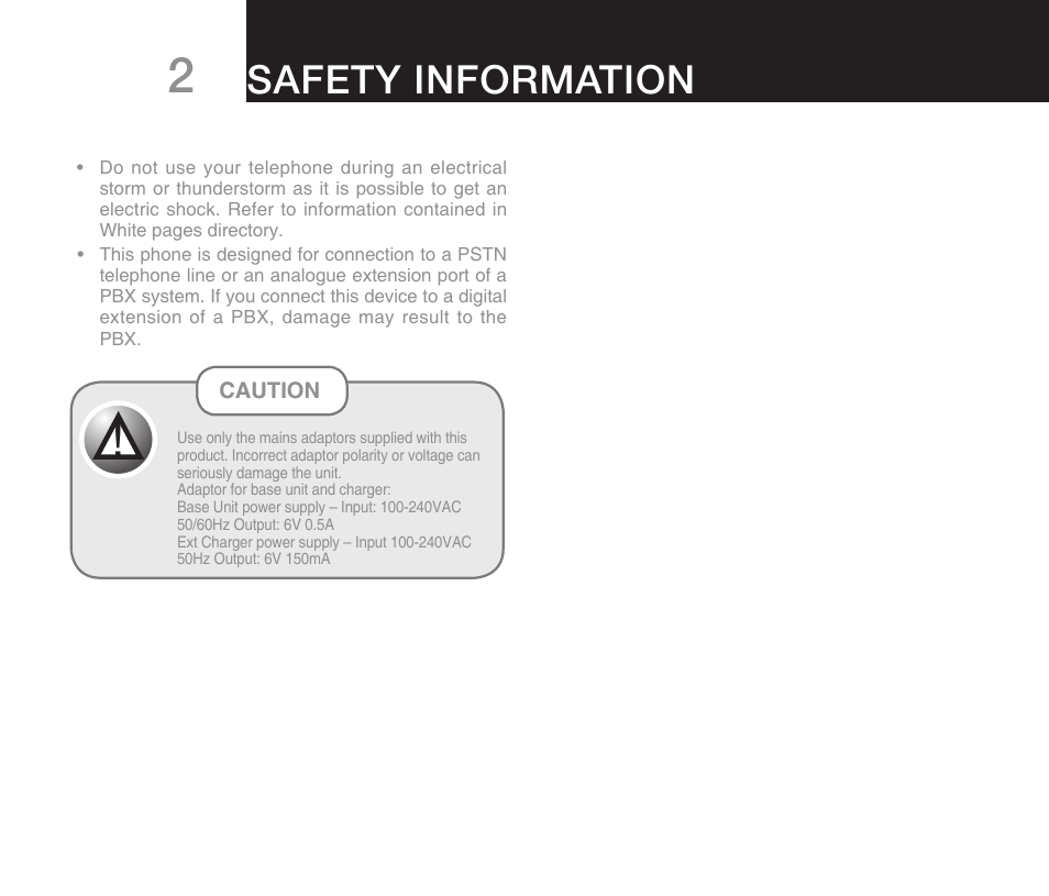 Safety information | Oricom DECT ECO7100-1 User Manual | Page 4 / 44
