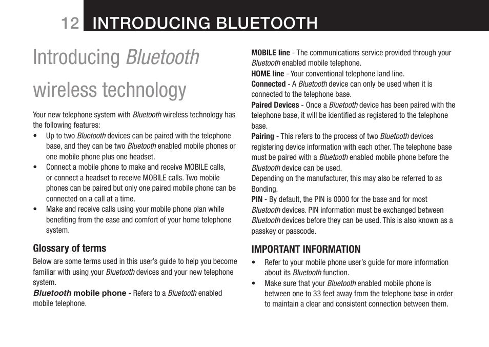 Introducing bluetooth wireless technology, Introducing bluetooth | Oricom DECT BT9500 User Manual | Page 14 / 44