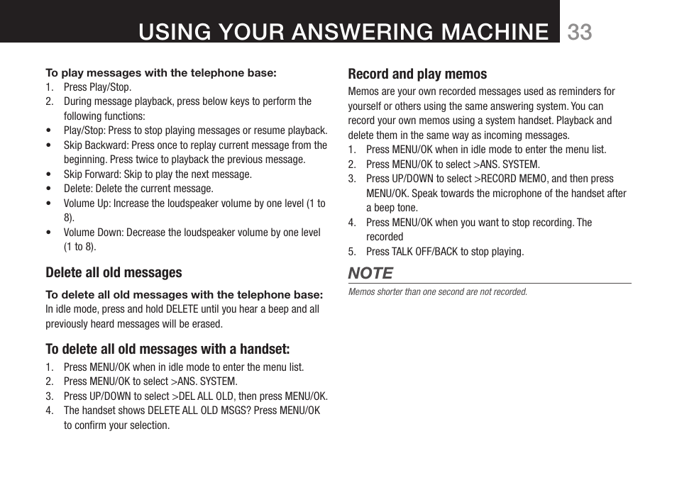Using your answering machine | Oricom DECT BT9500 User Manual | Page 35 / 44