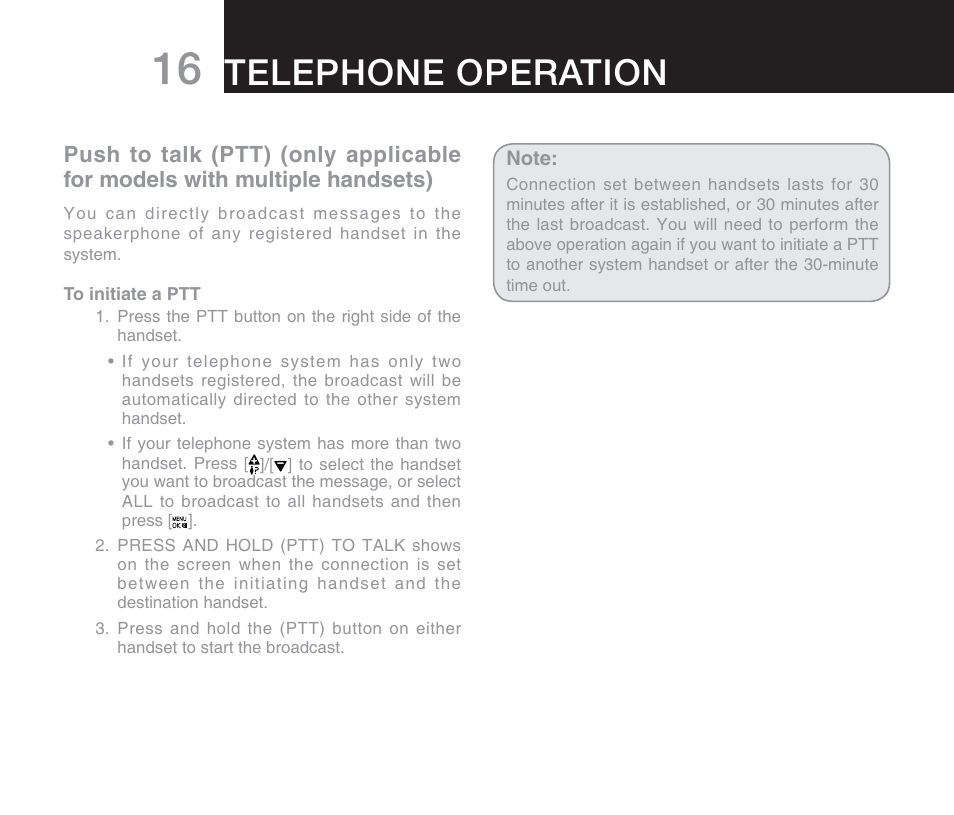 Telephone operation | Oricom M800 User Manual | Page 18 / 43