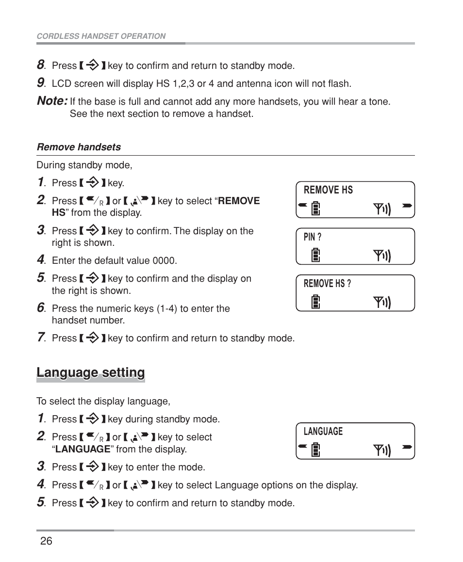 Language setting | Oricom M5200 Series User Manual | Page 28 / 44