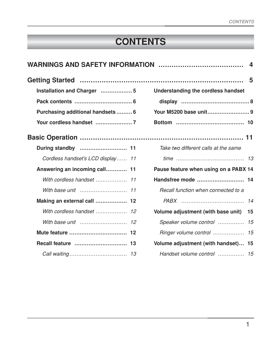 Oricom M5200 Series User Manual | Page 3 / 44