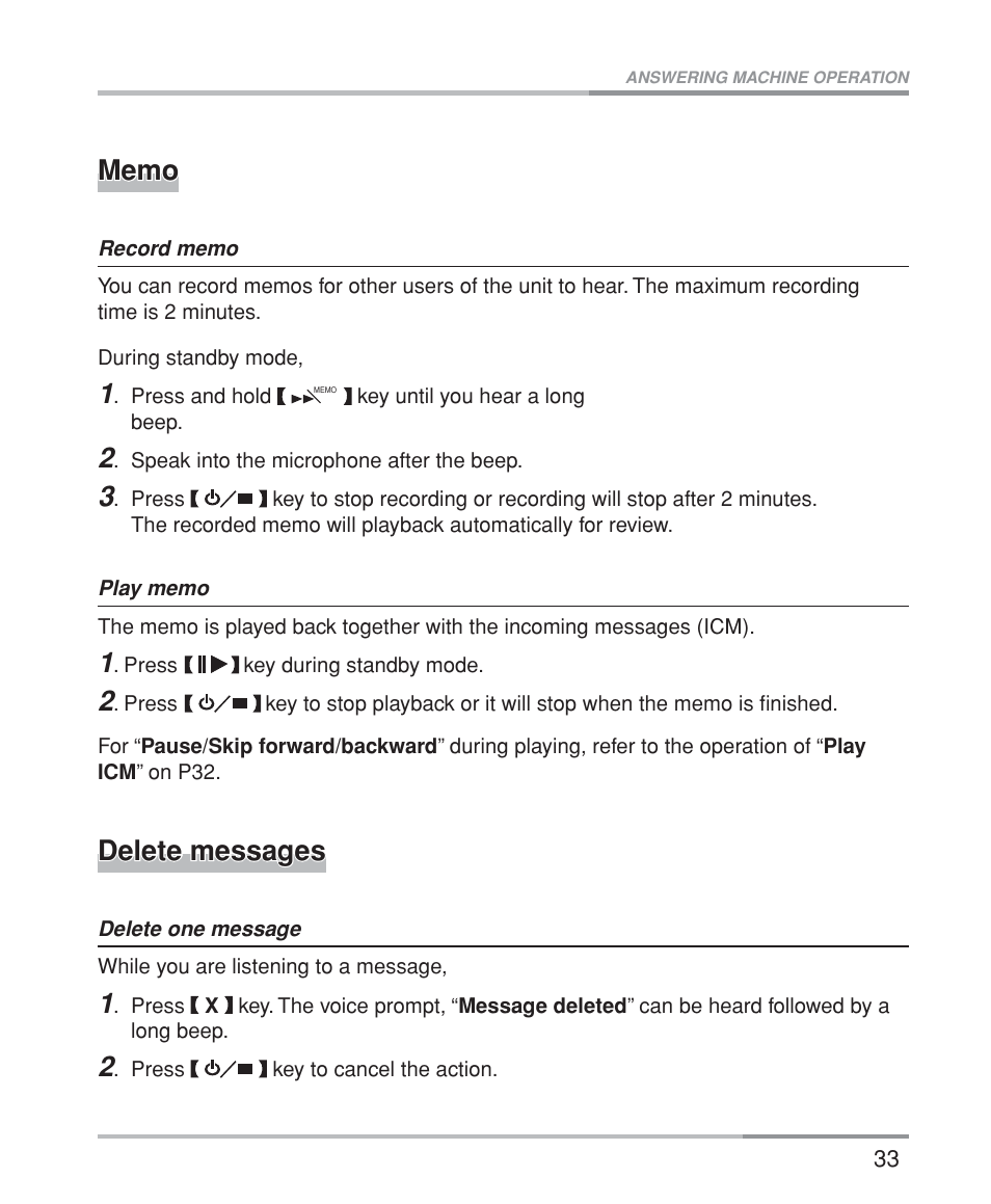 Delete messages | Oricom M5200 Series User Manual | Page 35 / 44