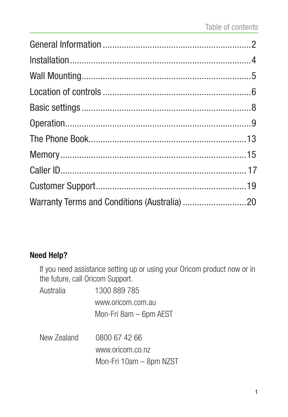 Oricom TP30 User Manual | Page 3 / 27