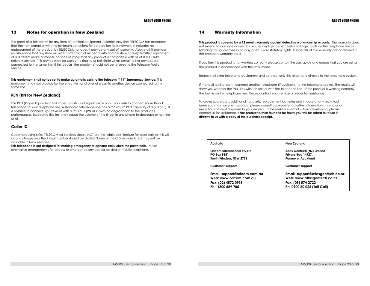 Oricom M5000 User Manual | Page 10 / 10