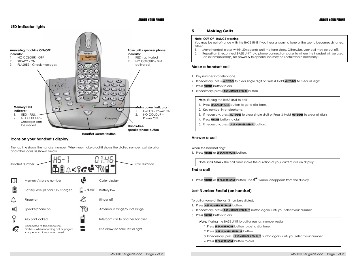 Oricom M5000 User Manual | Page 4 / 10