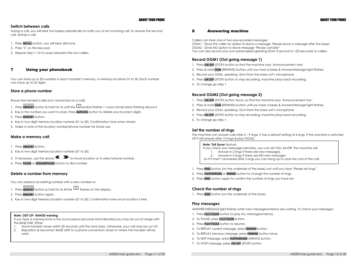 Oricom M5000 User Manual | Page 6 / 10