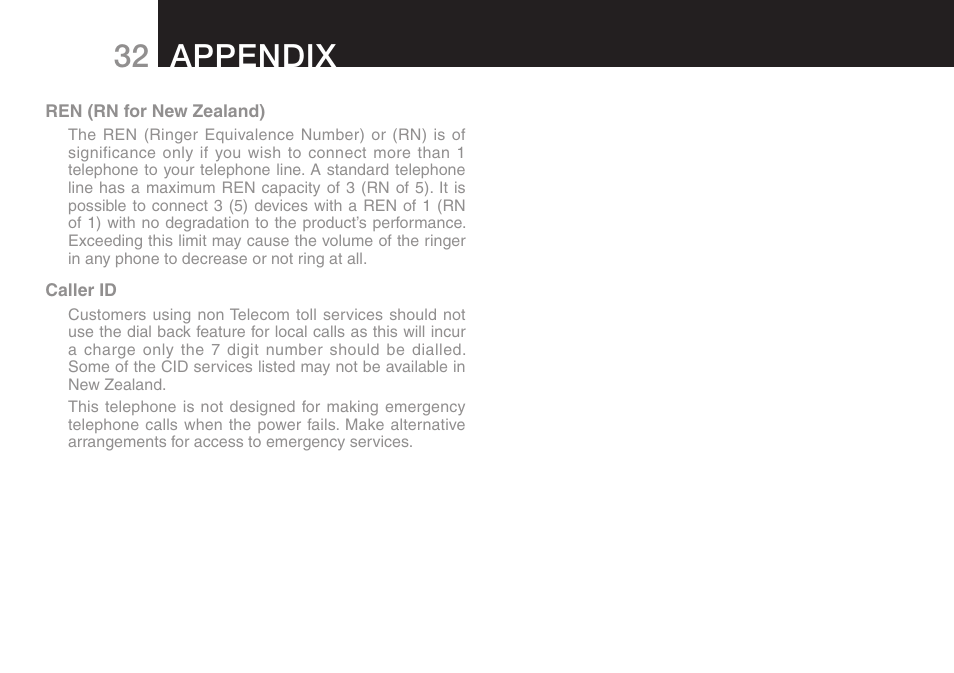 32 appendix | Oricom ECO70 User Manual | Page 34 / 36