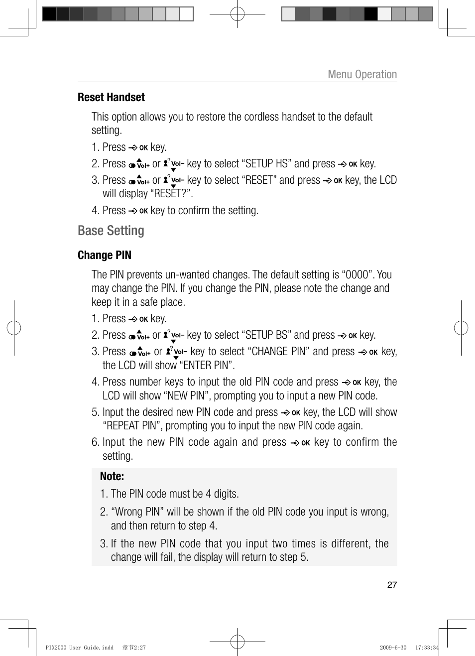 Base setting | Oricom PIX2000 User Manual | Page 29 / 67