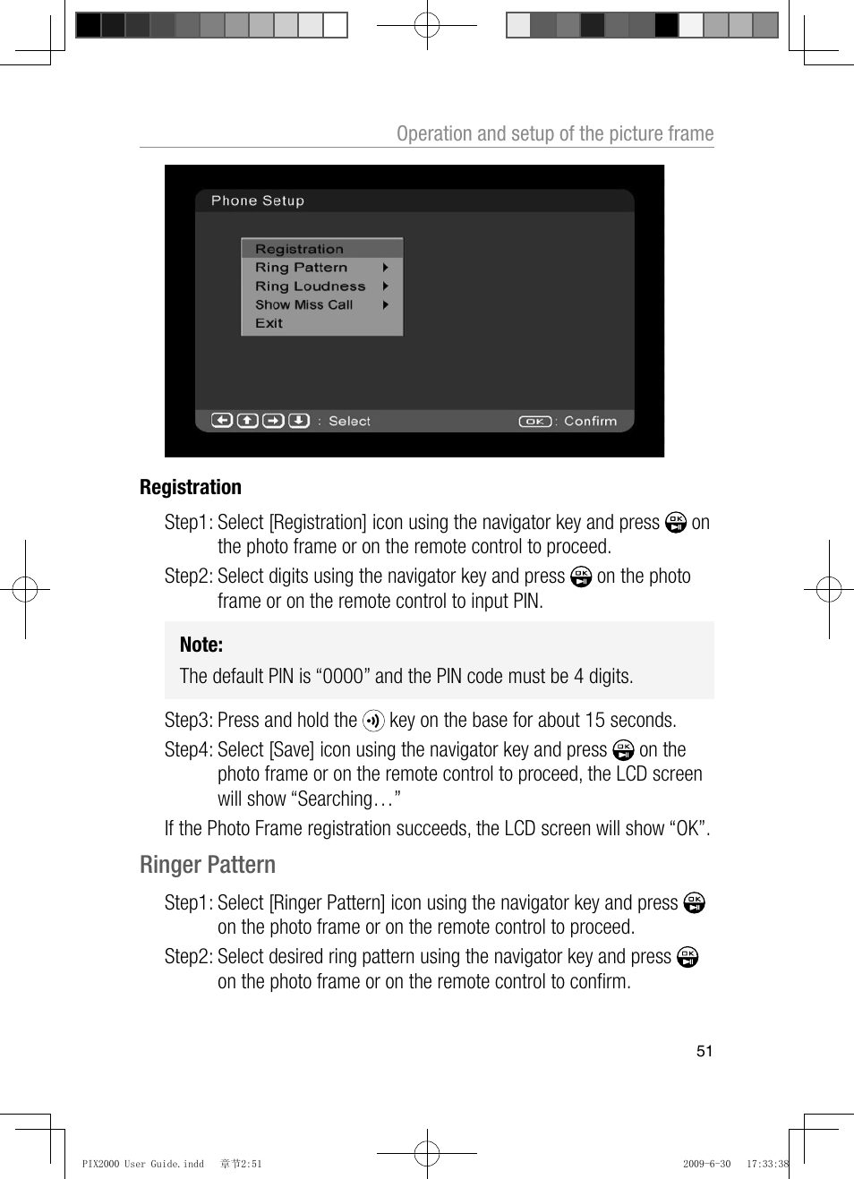 Ringer pattern | Oricom PIX2000 User Manual | Page 53 / 67