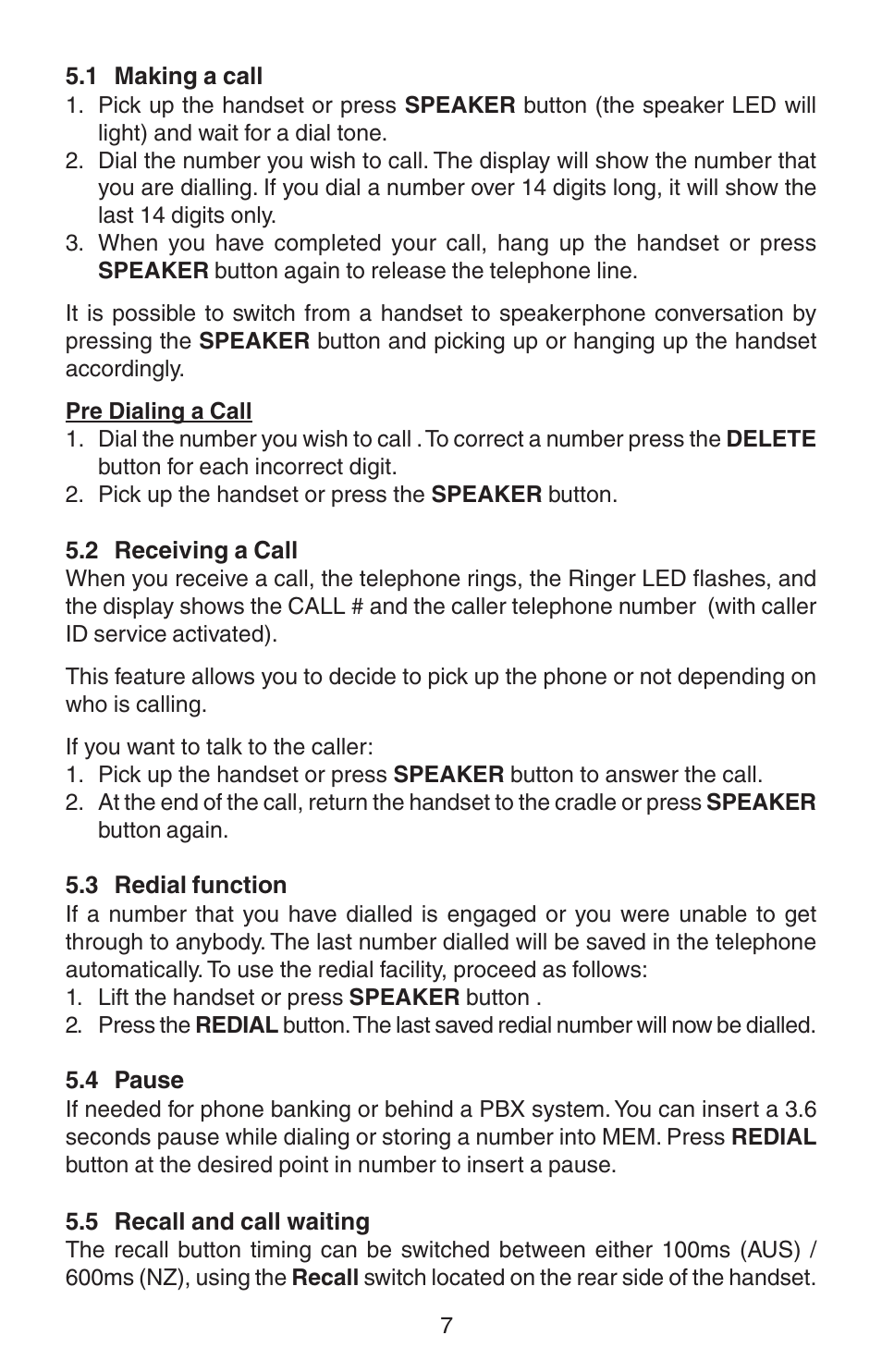 Oricom TP110 User Manual | Page 7 / 14