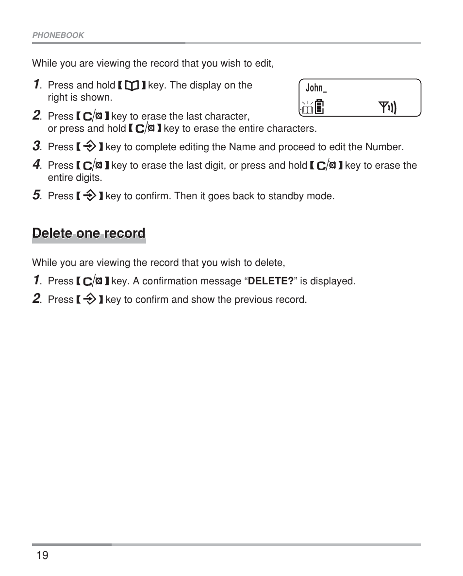 Delete one record | Oricom eco5200 Series User Manual | Page 23 / 46