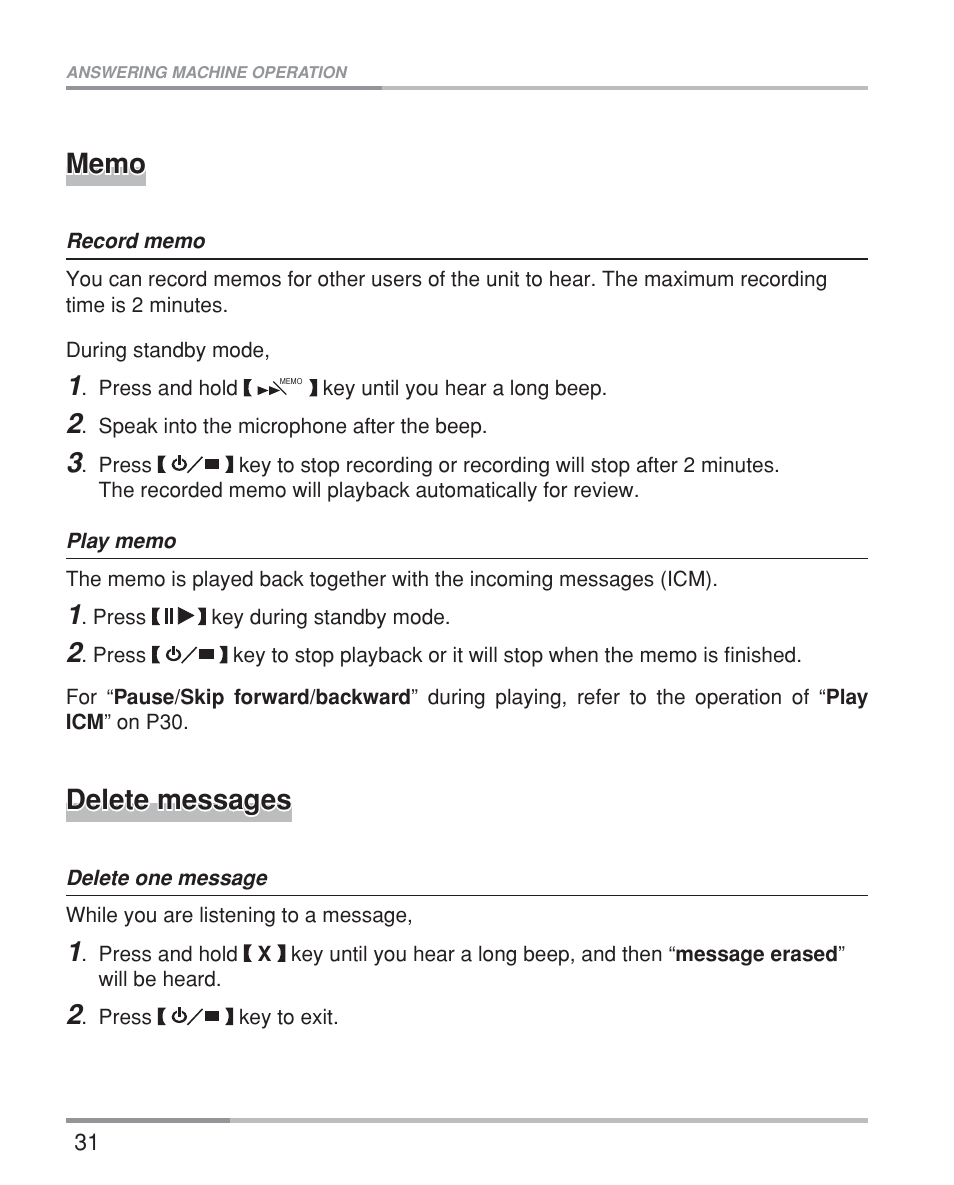 Delete messages | Oricom eco5200 Series User Manual | Page 35 / 46