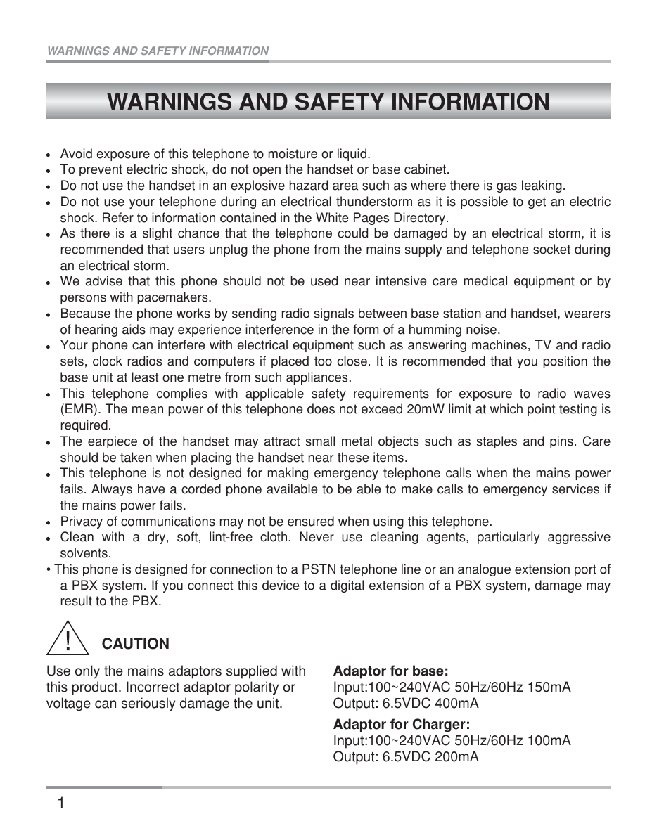 Warnings and safety information | Oricom eco5200 Series User Manual | Page 5 / 46