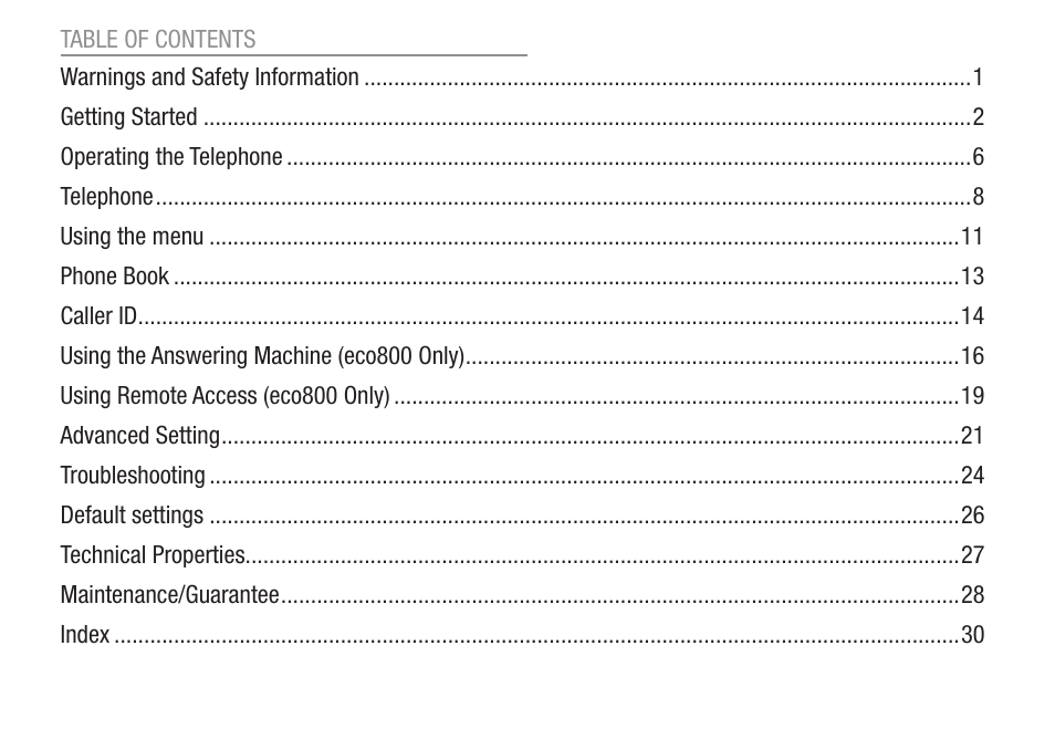 Oricom ECO80 User Manual | Page 2 / 36