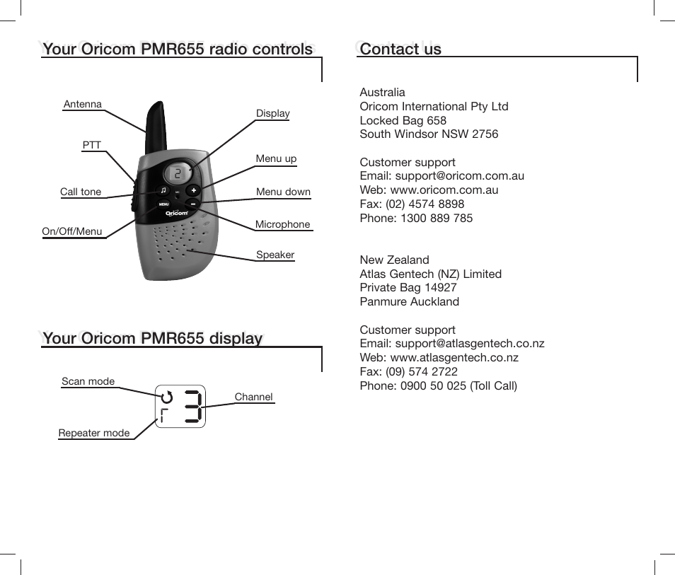 Contact us | Oricom PMR655 User Manual | Page 2 / 10