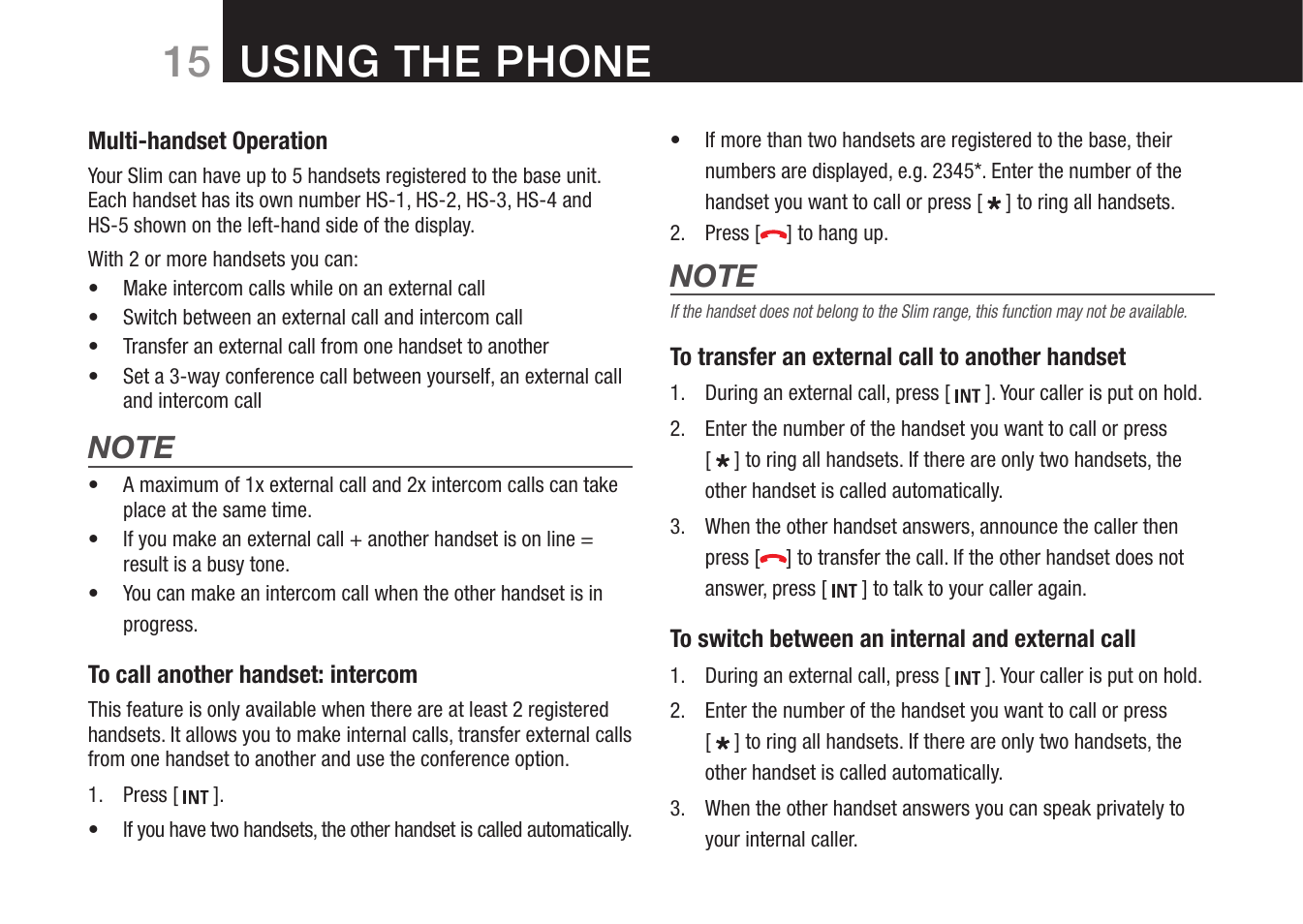15 using the phone | Oricom 8000 User Manual | Page 16 / 44