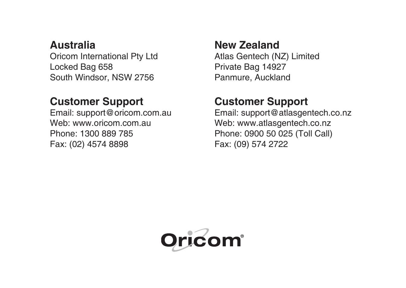 Oricom 8000 User Manual | Page 44 / 44