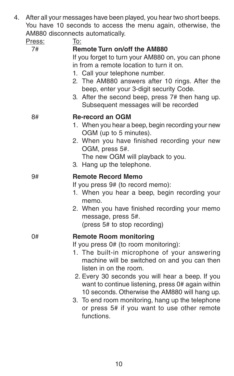 Oricom AM880 User Manual | Page 11 / 14