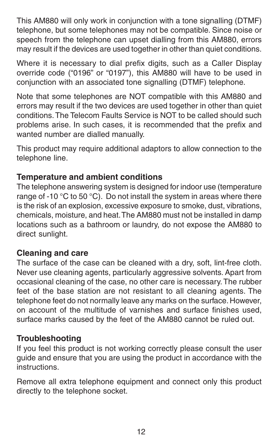 Oricom AM880 User Manual | Page 13 / 14