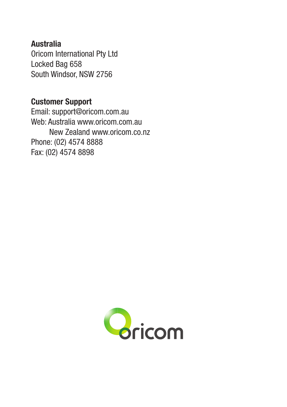 Oricom UHF050 User Manual | Page 24 / 24