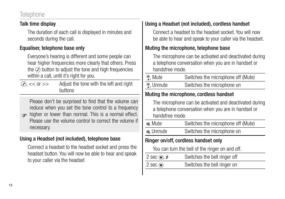 Telephone | Oricom Pro900 User Manual | Page 14 / 52