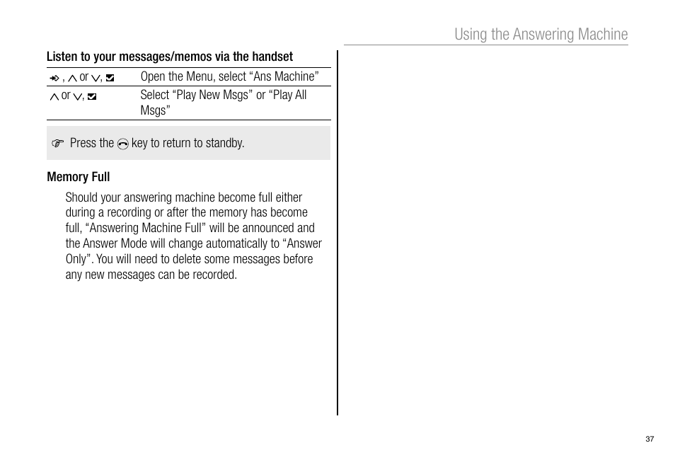Using the answering machine | Oricom Pro900 User Manual | Page 39 / 52
