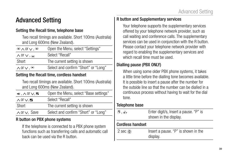 Advanced setting | Oricom Pro900 User Manual | Page 41 / 52