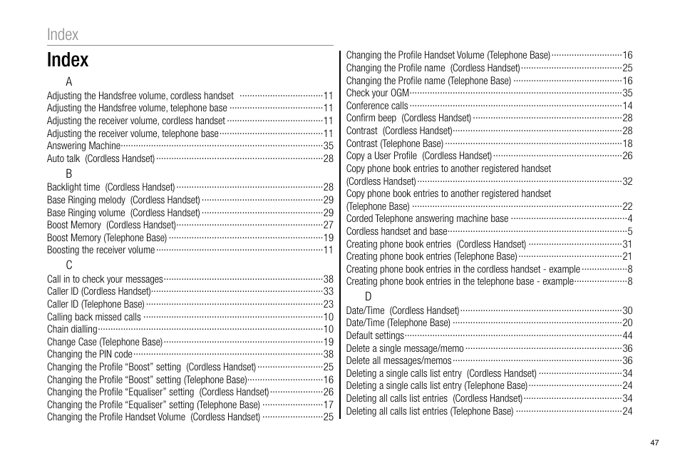 Index | Oricom Pro900 User Manual | Page 49 / 52