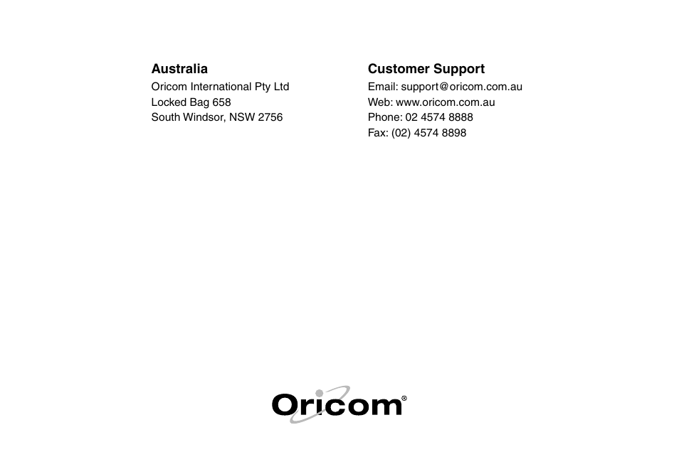 Oricom Pro900 User Manual | Page 52 / 52