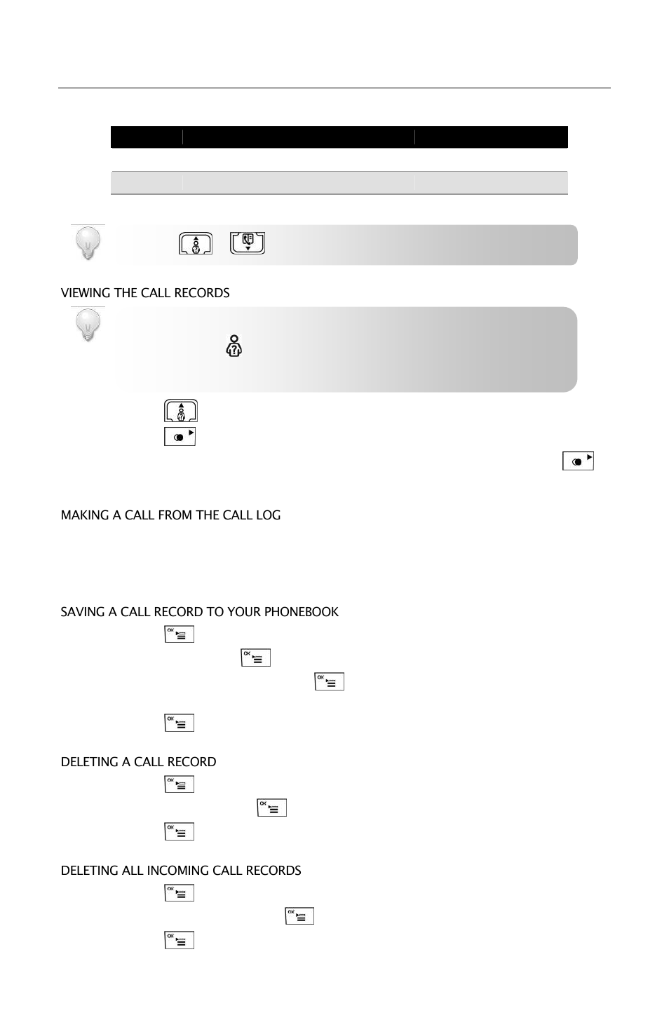 Phonebook, Call log | Oricom ECO3400 User Manual | Page 18 / 31