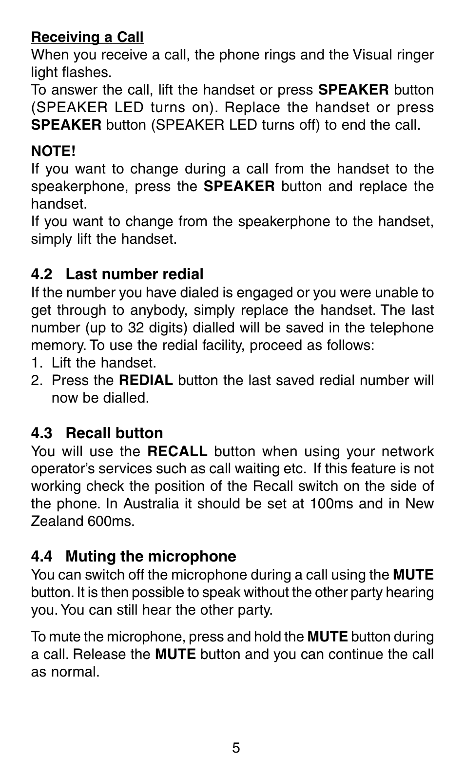 Oricom BIG BUTTON PHONE TP58 User Manual | Page 6 / 10