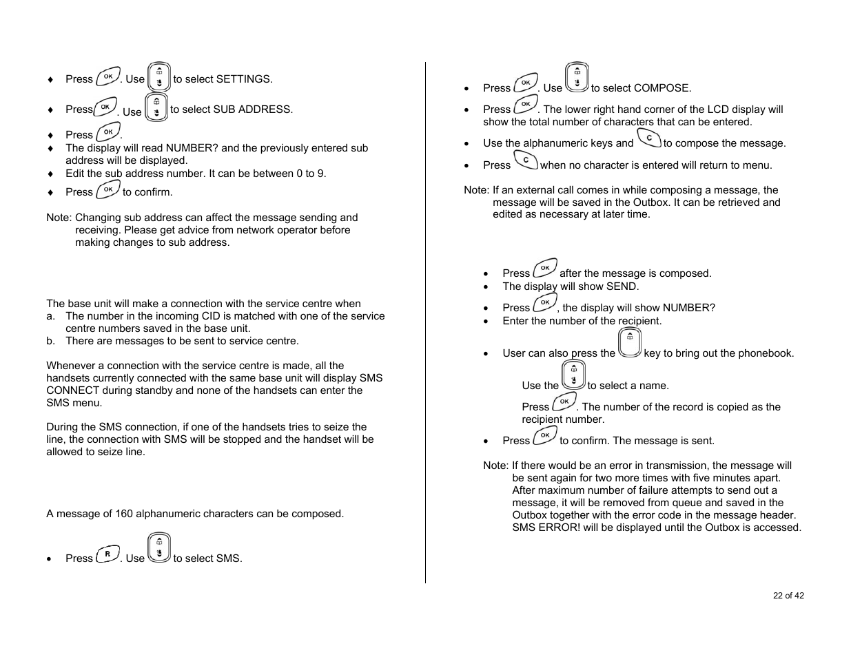 Connection with the service centre, Composing a message, Sending message | Saving message | Oricom S6000 User Manual | Page 22 / 42