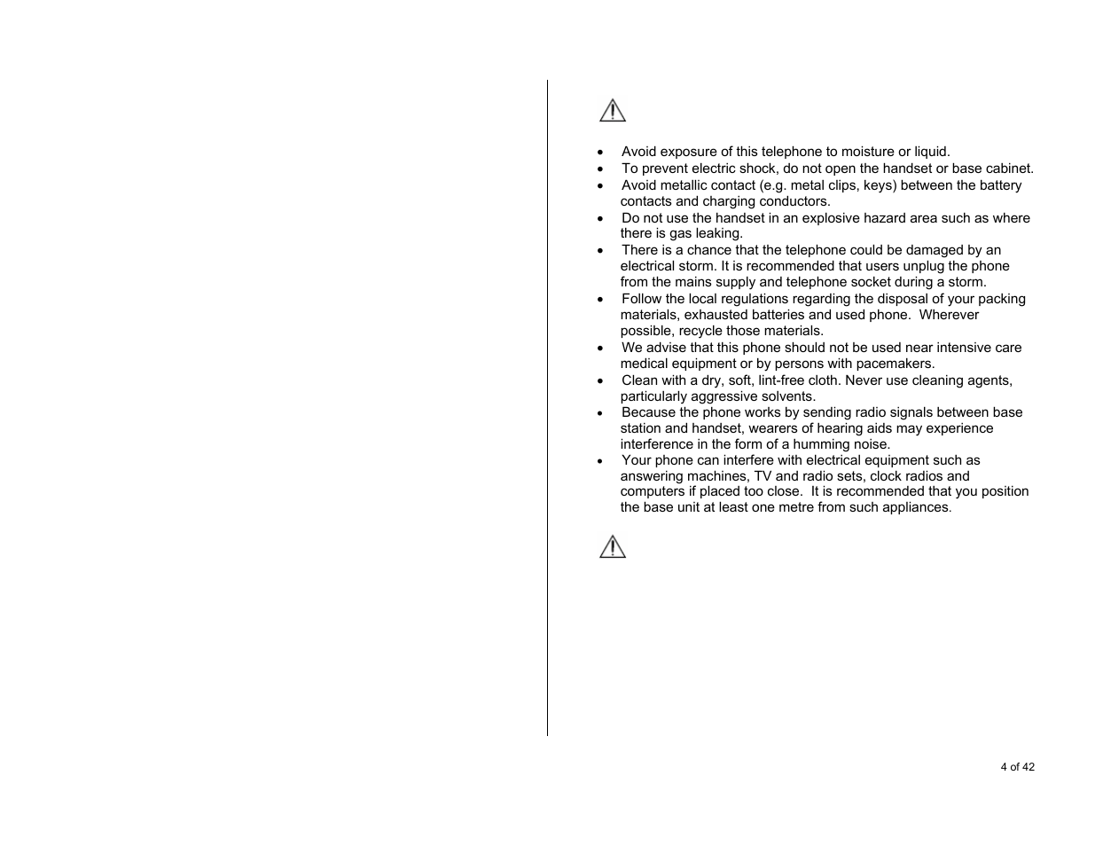 Safety information, Getting started, Appendix: default settings | Troubleshooting, Warranty information | Oricom S6000 User Manual | Page 4 / 42