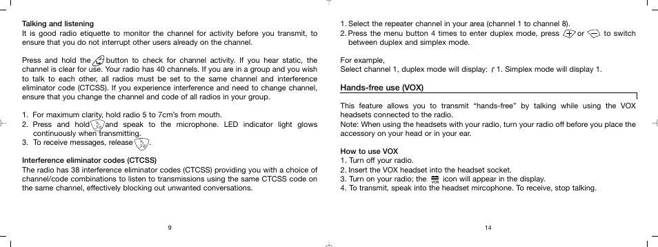 Oricom UHF TWO-WAY RADIOS PMR1000R User Manual | Page 10 / 12