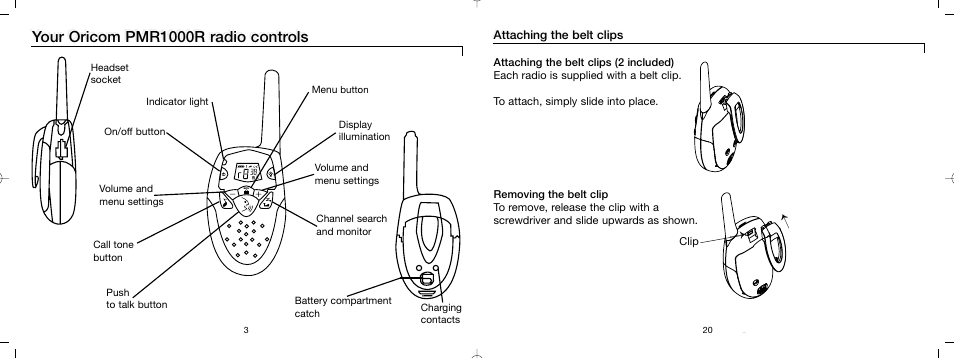 Your oricom pmr1000r radio controls | Oricom UHF TWO-WAY RADIOS PMR1000R User Manual | Page 4 / 12