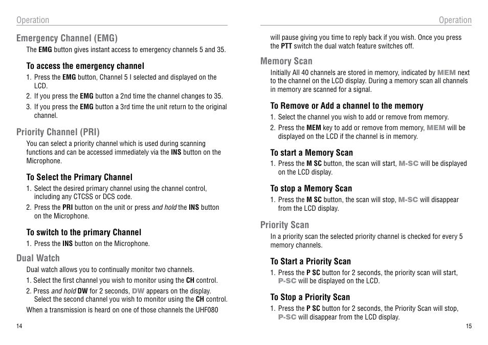Oricom 40 CHANNEL UHF CB UHF080 User Manual | Page 8 / 13