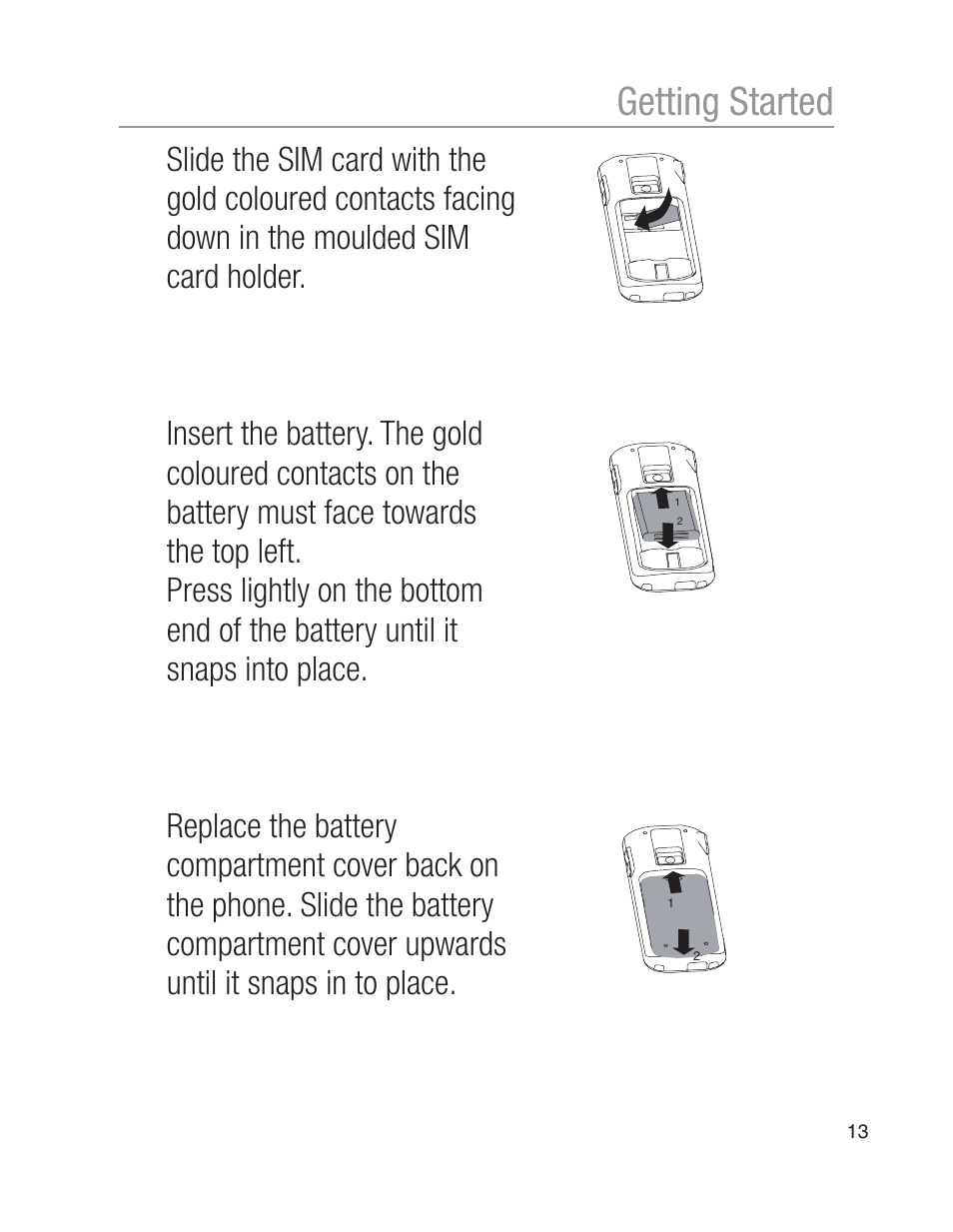 Getting started | Oricom EZY100 User Manual | Page 13 / 88