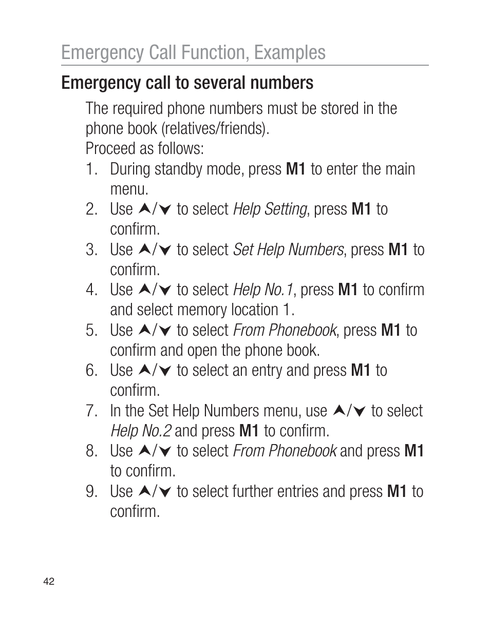 Emergency call function, examples | Oricom EZY100 User Manual | Page 42 / 88