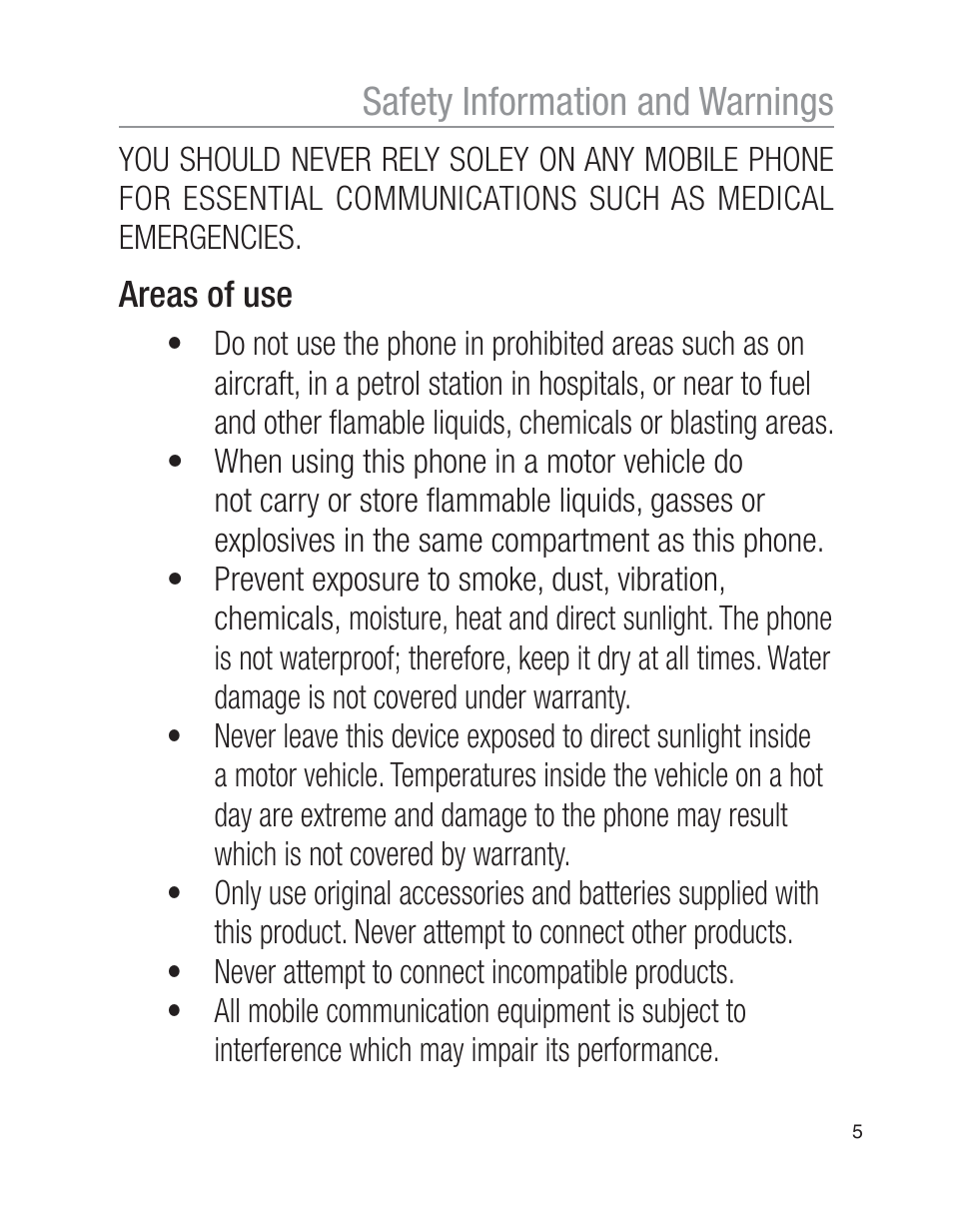 Safety information and warnings | Oricom EZY100 User Manual | Page 5 / 88