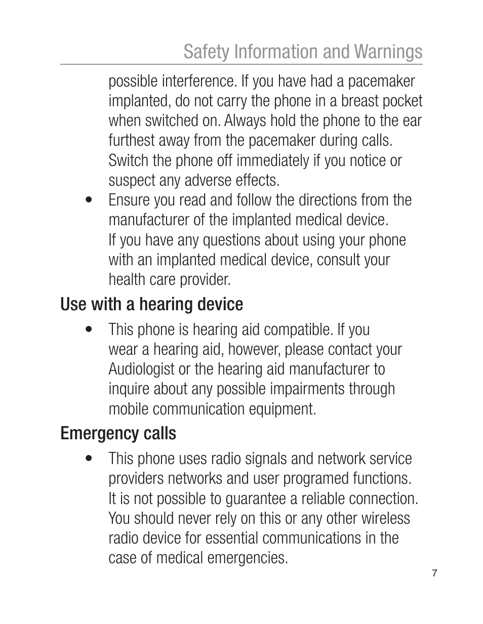 Safety information and warnings | Oricom EZY100 User Manual | Page 7 / 88