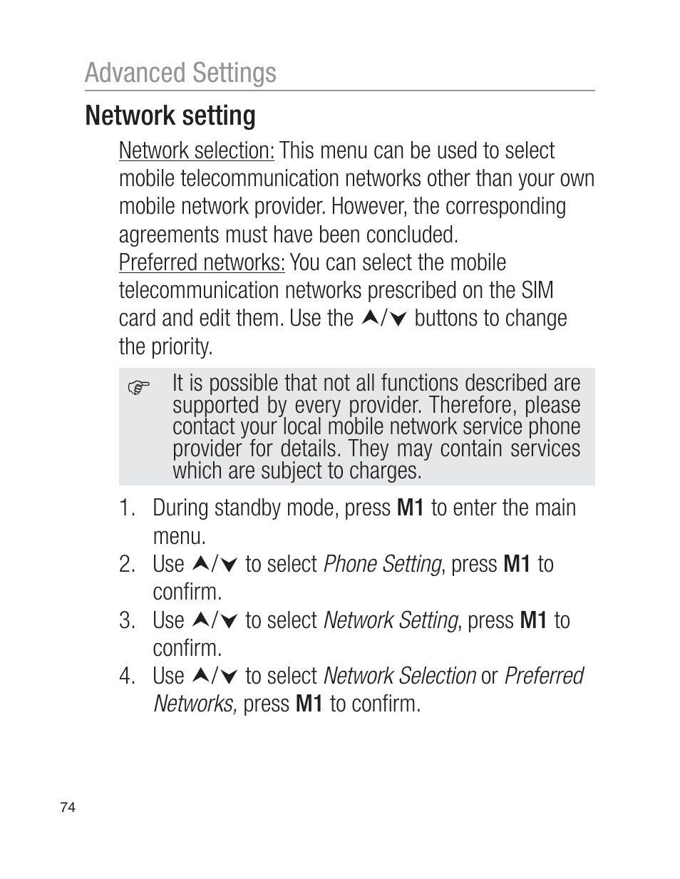 Network setting, Advanced settings | Oricom EZY100 User Manual | Page 74 / 88