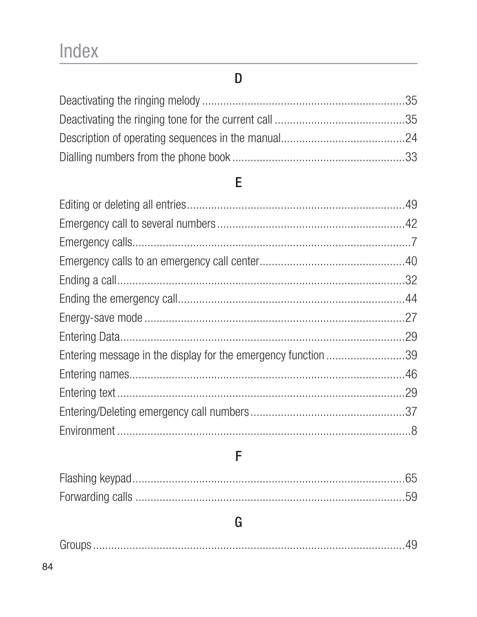 Index | Oricom EZY100 User Manual | Page 84 / 88