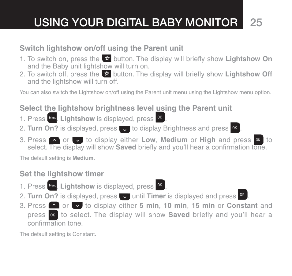 Using your digital baby monitor | Oricom 610 User Manual | Page 25 / 48