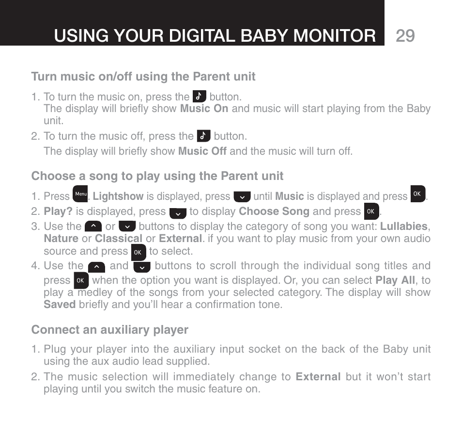 Using your digital baby monitor | Oricom 610 User Manual | Page 29 / 48