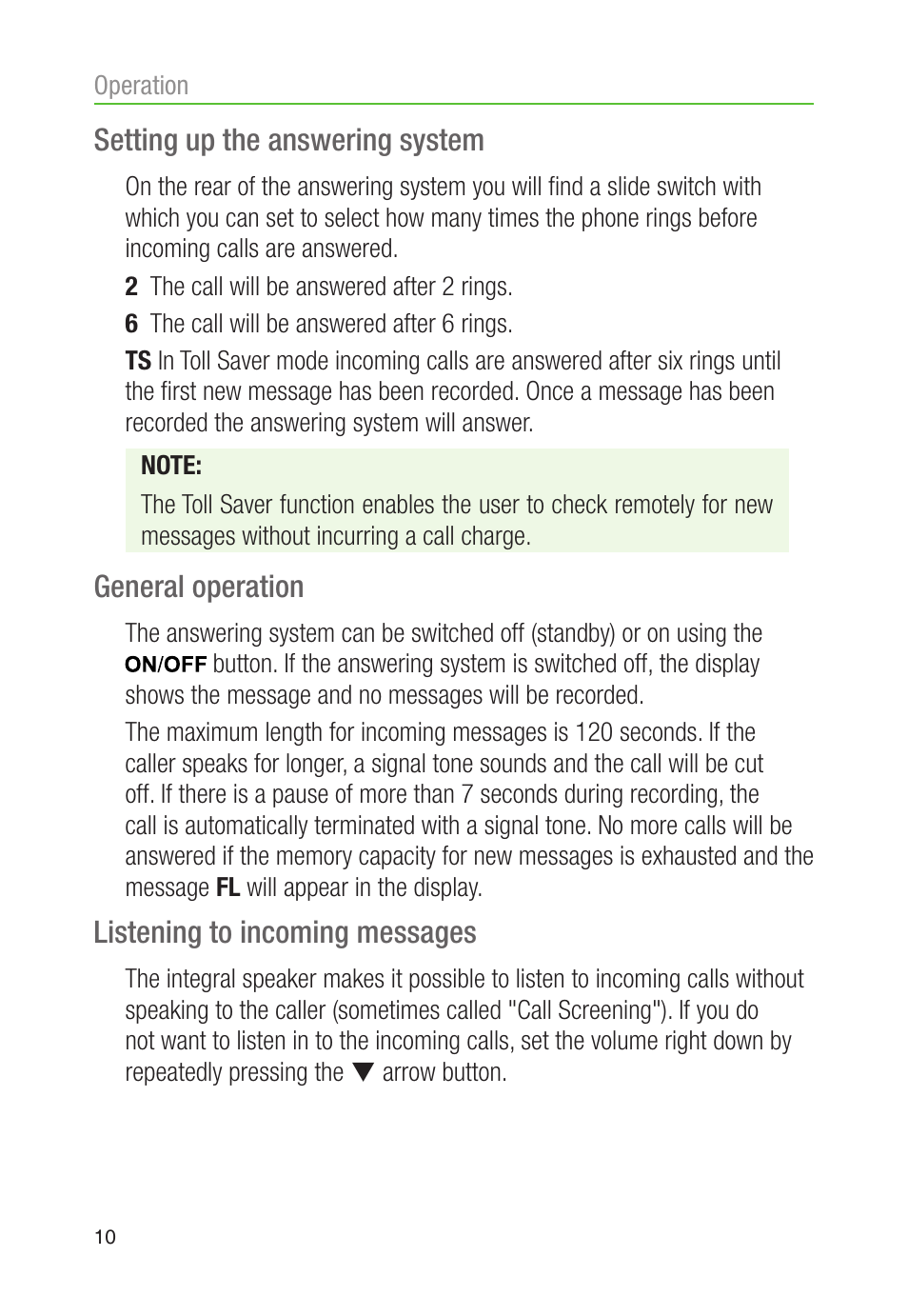 Setting up the answering system, General operation, Listening to incoming messages | Oricom AMPLIFIED DIGITAL ANSWERING SYSTEM AM900 User Manual | Page 12 / 20