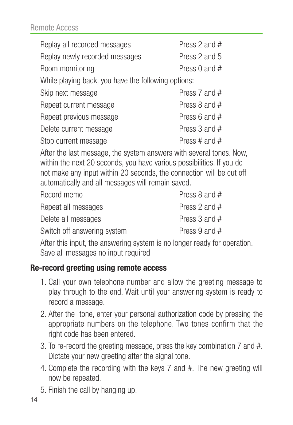 Oricom AMPLIFIED DIGITAL ANSWERING SYSTEM AM900 User Manual | Page 16 / 20